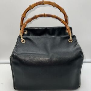 Gucci Vintage Bamboo Handle Leather Bag
